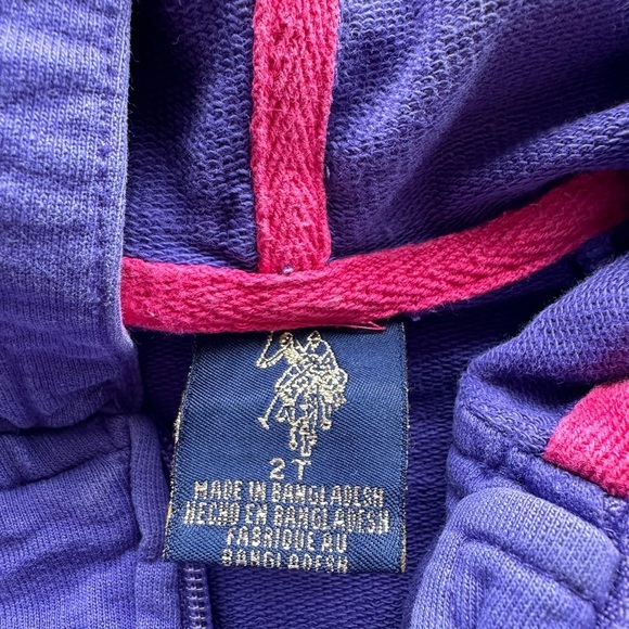 U.S Polo Assn 2T Girls Purple Zip Hoodie - Picture 5 of 5